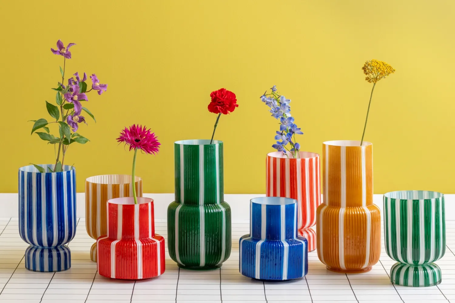 Clearance Present time - Vase Rayado Retro high retro green