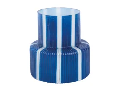 Clearance Present time - Vase Rayado Retro wide cobalt blue