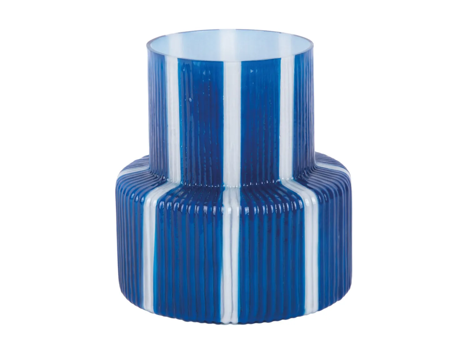 Clearance Present time - Vase Rayado Retro wide cobalt blue
