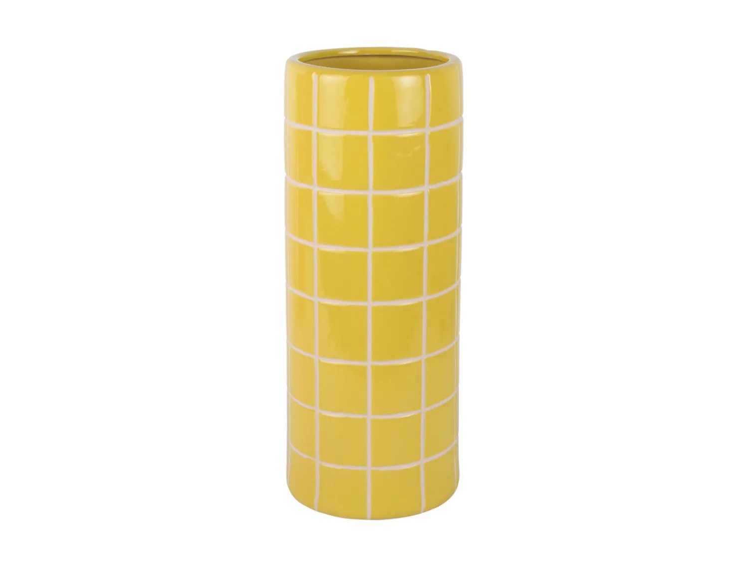 New Present time - Vase Retro Tiles round large citrine yellow