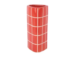 Present time - Vase Retro Tiles triangular medium bright scarlet red