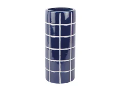 Clearance Present time - Vase Retro Tiles round medium cobalt blue