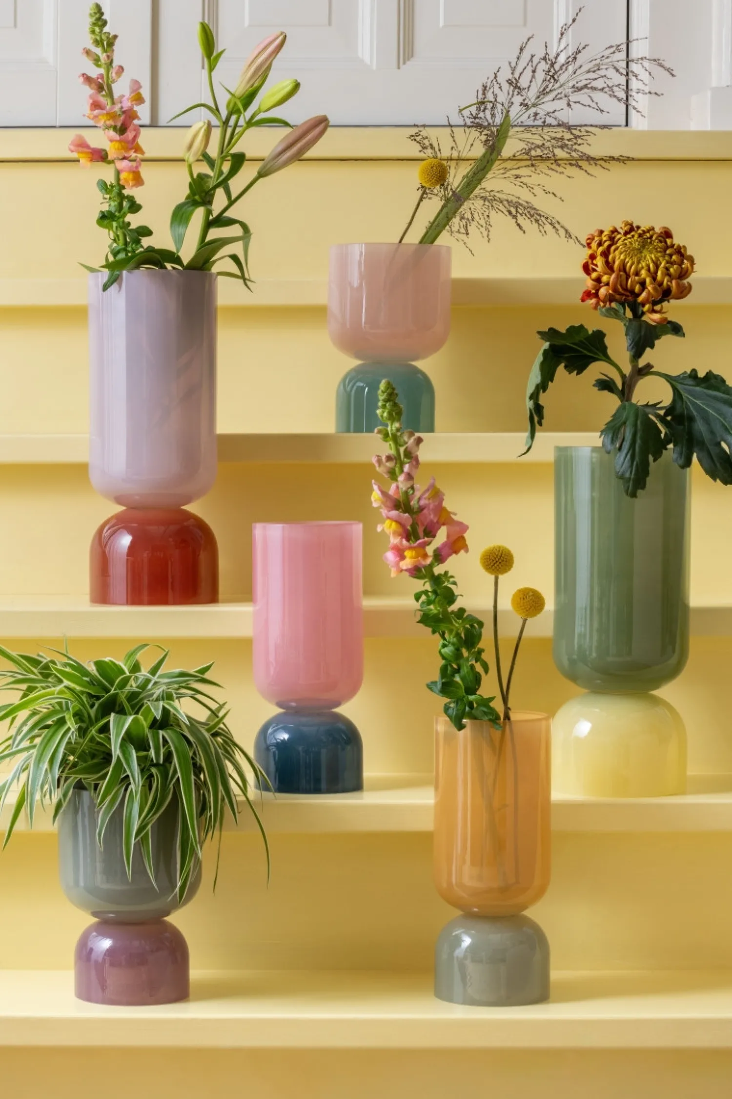 Present time - Vase Variado Colores medium faded pink w. dark blue