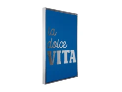 Present time - Wall art La Dolce Vita canvas medium dark blue, silver foil