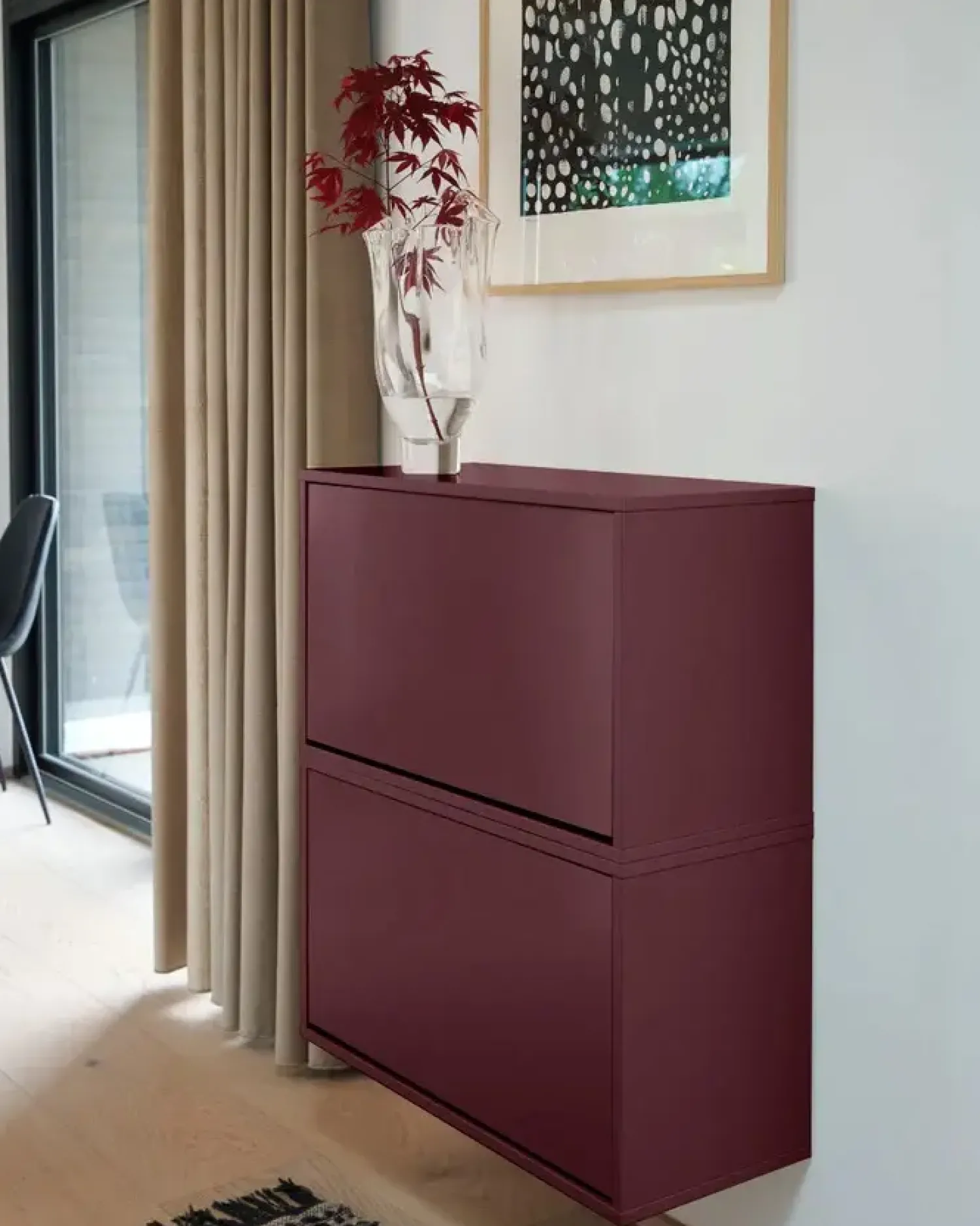 Outlet ReCollector - Skobox - Væghængt - Maroon Red