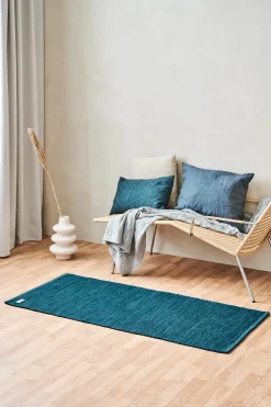 Online Rug Solid - Bomuldstæppe, petroleum - 75x300 cm.