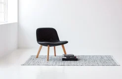 Best Rug Solid - Tæppe m. læder, light grey - 60x90 cm