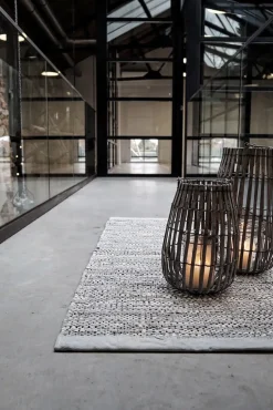Best Rug Solid - Tæppe m. læder, light grey - 60x90 cm