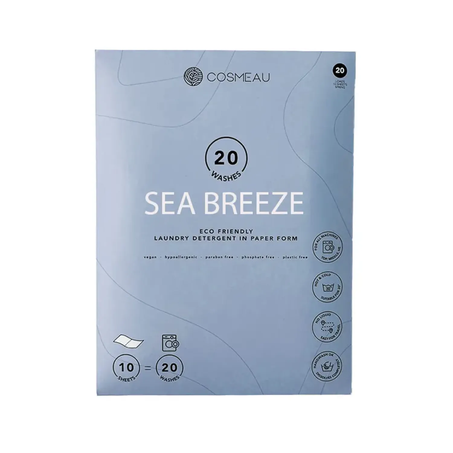 Clearance SKOSH - Cosmeau - Vaskemiddel/Vaskeservietter - Sea Breeze - til 20 vask