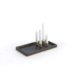 New The Oak Men bakke m. lysestager - Candletray - Sort olieret eg og messing