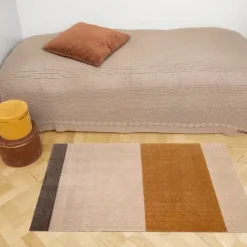 Clearance Tica Copenhagen - Løber - Stripes Horizon - Ivory-Dijon-Brown - 90x200 cm