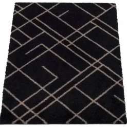 Clearance Tica Copenhagen - Smudsmåtte - Lines - Sort/Sand - 40x60 cm.