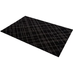 Best Tica Copenhagen - Smudsmåtte - Lines - Sort/Sand - 90x130 cm.
