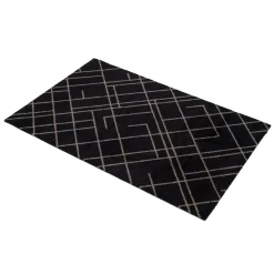 Outlet Tica Copenhagen - Smudsmåtte - Lines - Sort/Sand - 60x90 cm.