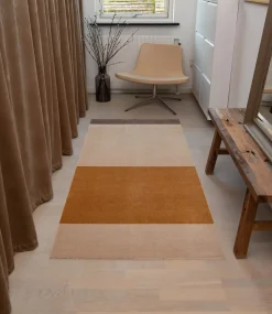 Outlet Tica Copenhagen - Smudsmåtte - Stripes Horizon - Ivory-Dijon-Brown - 60x90 cm