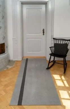 New Tica Copenhagen - Smudsmåtte - Stripes Vertical - Steelgrey/Lysegrå - 90x200 cm