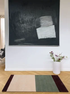 Discount Tica Copenhagen - Smudsmåtte - Stripes Horizon - Grøn/Ivory/Bordeaux - 67x120 cm