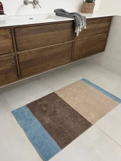 Outlet Tica Copenhagen - Smudsmåtte - Stripes Horizon - Lyseblå/Ivory/Sand - 40x60 cm
