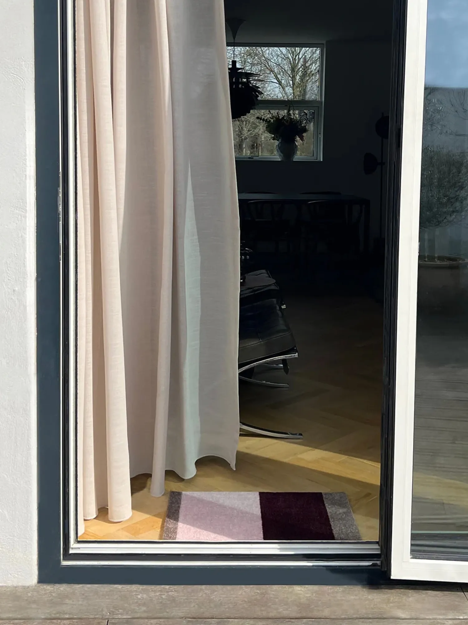 Clearance Tica Copenhagen - Smudsmåtte - Stripes Horizon - Bordeaux/Rose/Sand - 40x60 cm