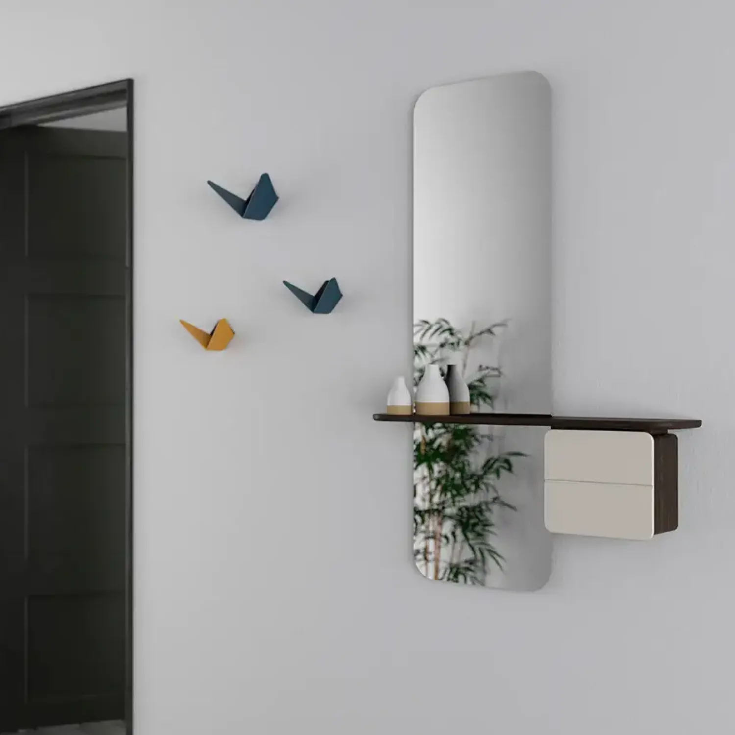 Hot Umage - Entrespejl - One More Look - Hvid med mørk Eg - Pearl white/dark oak
