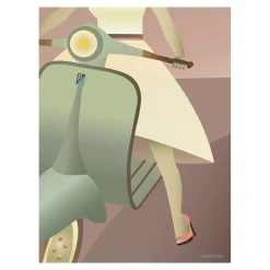 Best VISSEVASSE - Vespa-pigen plakat - 30x40 cm